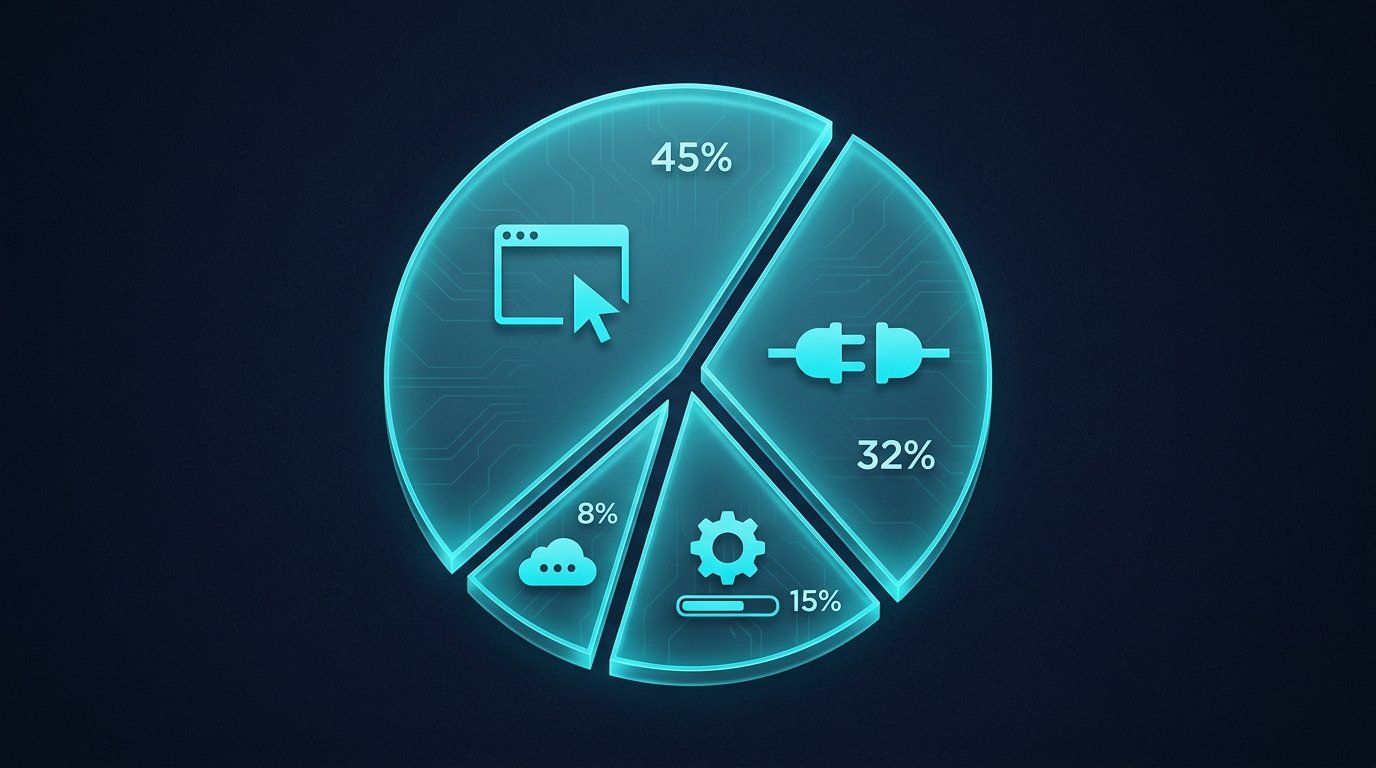 A Q2 2026 cloud cost chart showing orphaned resources, overprovisioned resources, mispriced commitments as the three waste categories, dark navy background, cyan and orange.