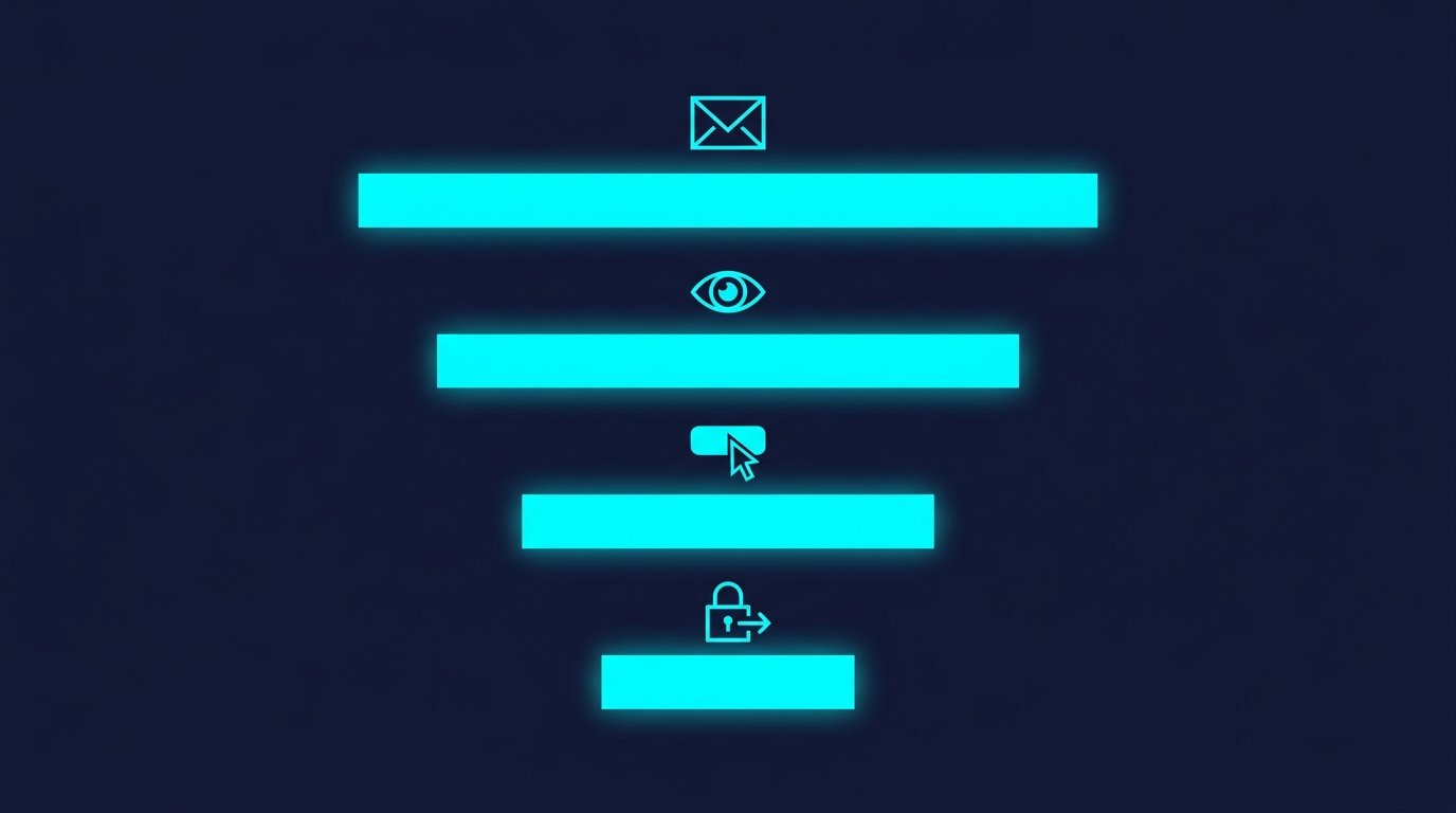 A modern phishing as a service chart with email infrastructure, phishing kit, credential harvester, launder, operator as the five components, dark navy background, cyan and red bars.