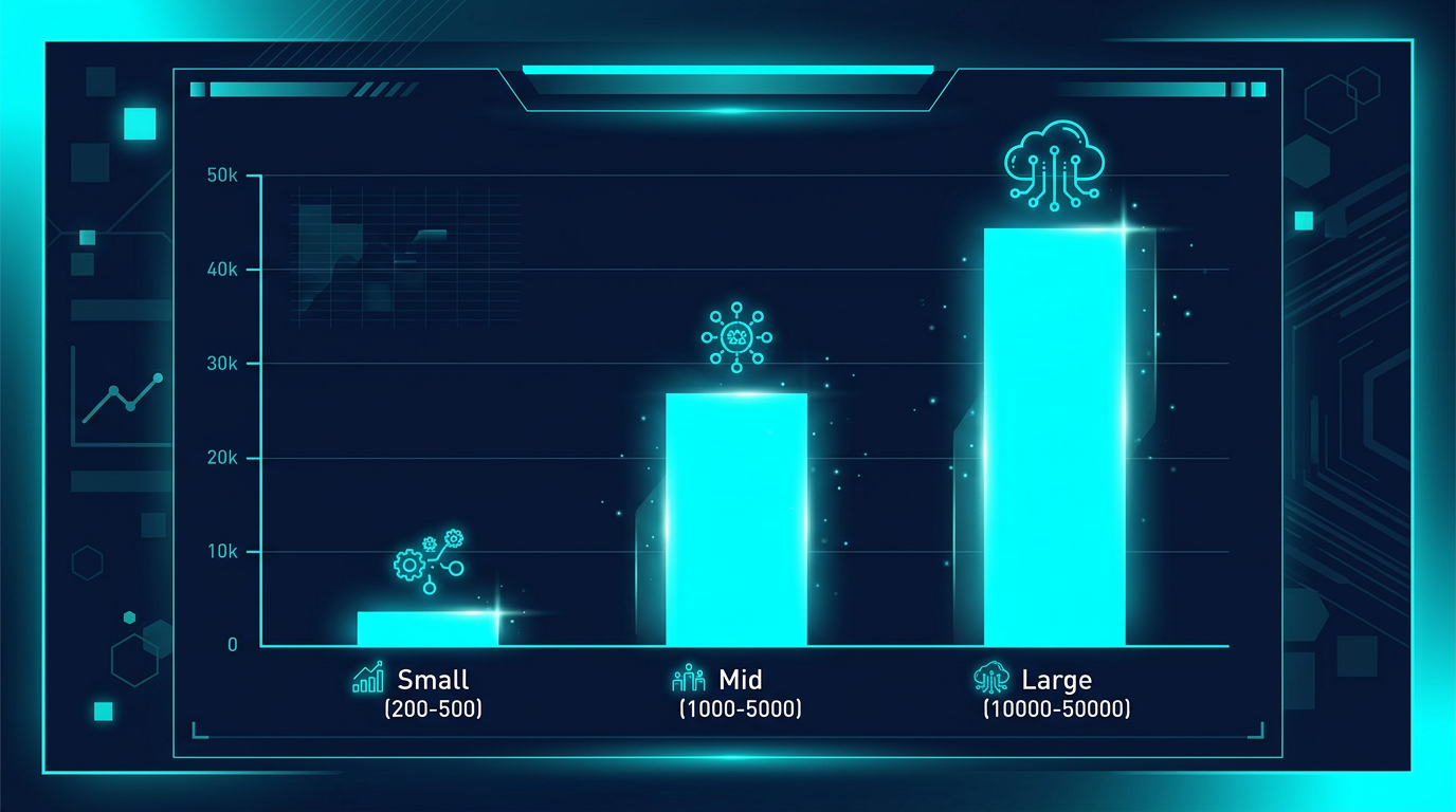An SSO vs service account chart showing human identity solved, service account problem larger, dark navy background, cyan and red bars.